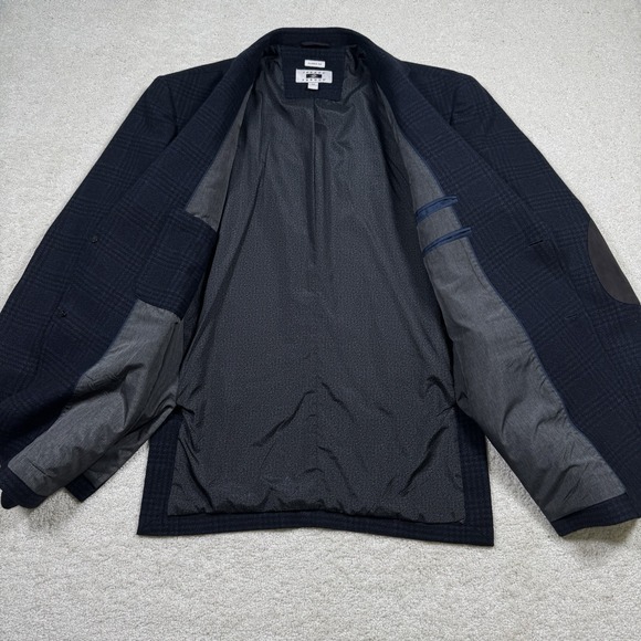 Joseph‎ Abboud Blazer Jacket Men's 3X Navy Plaid Wool Elbow Patch Classic Fit - Picture 4 of 10